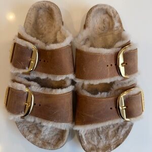 Birkenstock Chestnut Shearling Sandals Size 10/ EU 41 Women’s